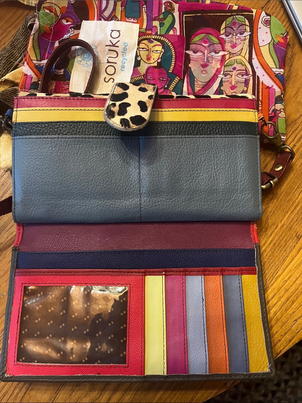 Soruka Multicolor Upcycled Leather Crossbody Wallet /Purse - Picture 5 of 8
